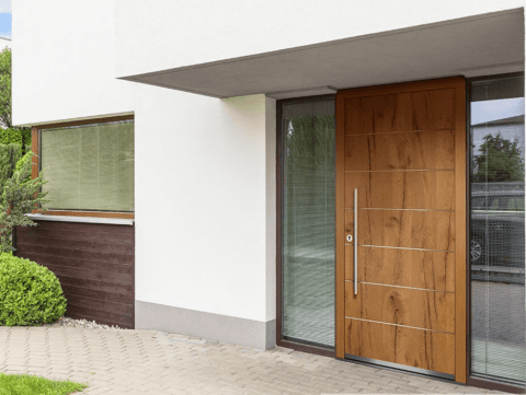 Porte d'entree en bois mixte avec Technilux